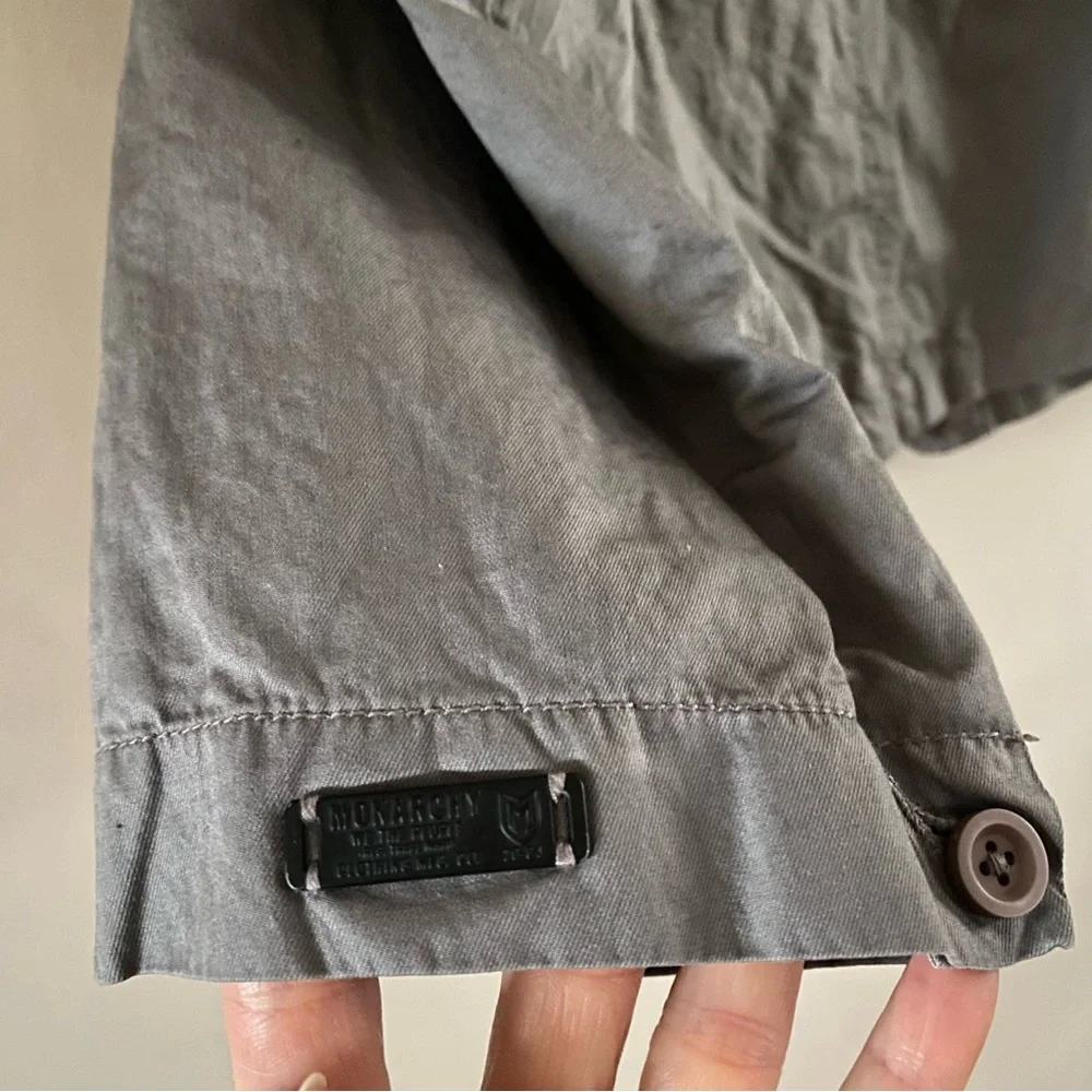 Monarchy Men’s Gray Cotton Metal Canvas Button Jacket Pockets Lined Y2K Size XL - Picture 8 of 14